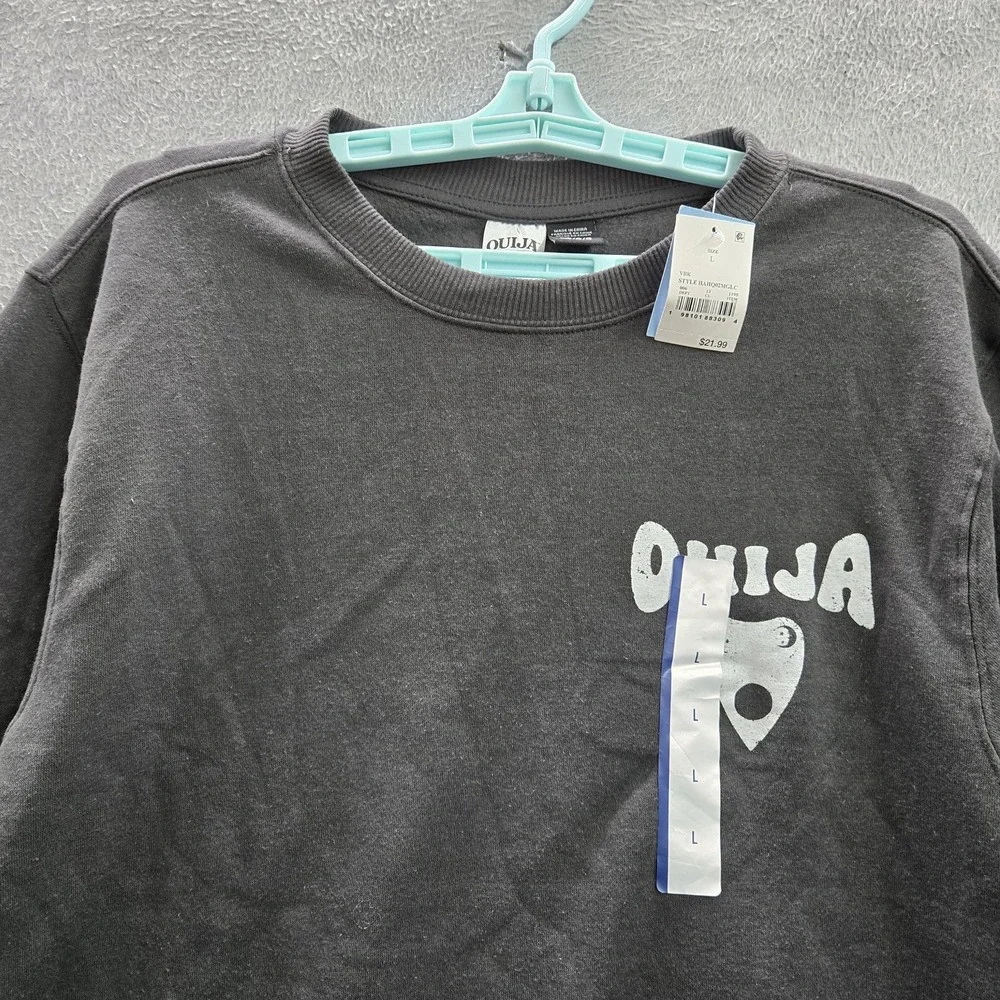 Ouija Women Sweatshirt L Gray Graphic Print‎ Fleece Board Logo NWT